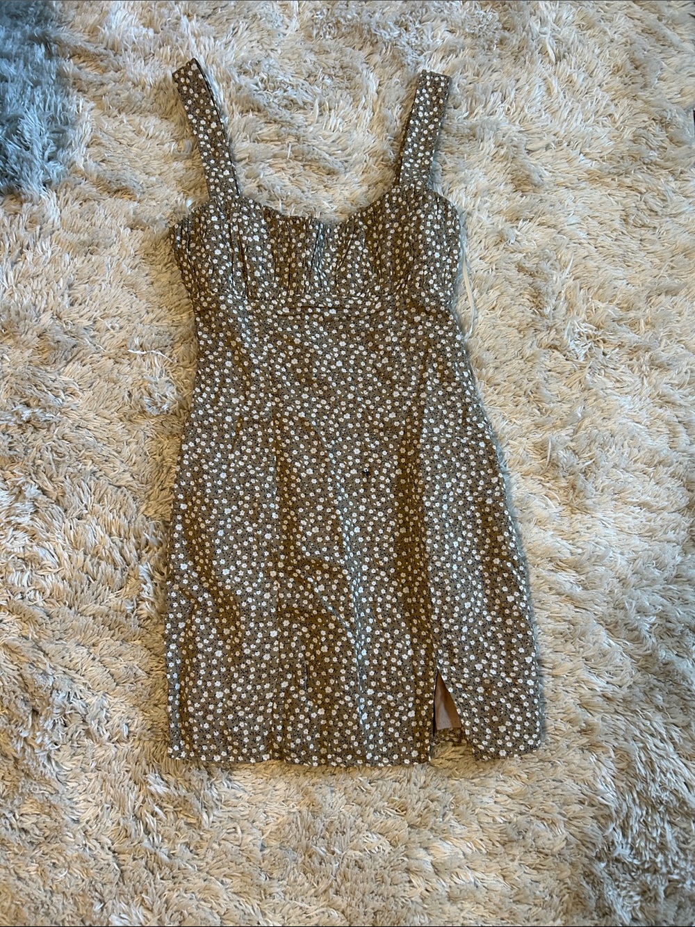 Princess Polly Brown Daisy Square-Neck Mini Dress